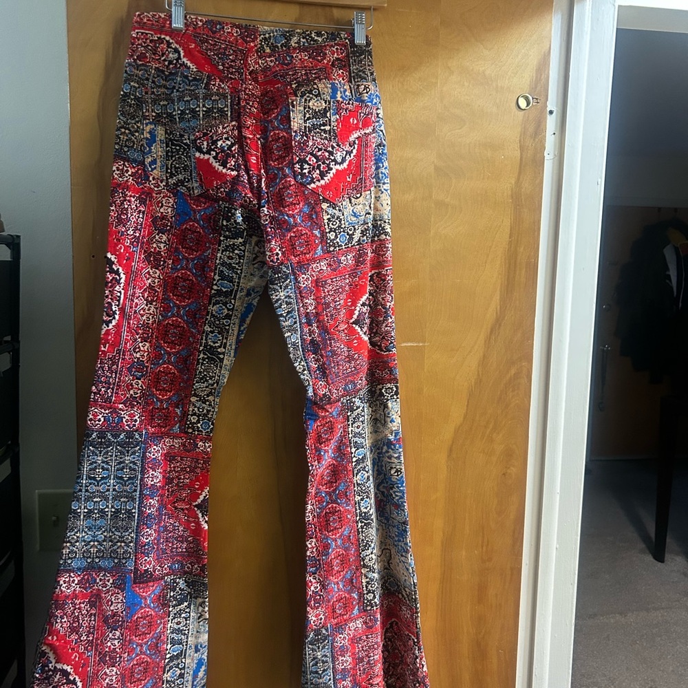 Free People Multicolor Patchwork Flare Pants - image 2
